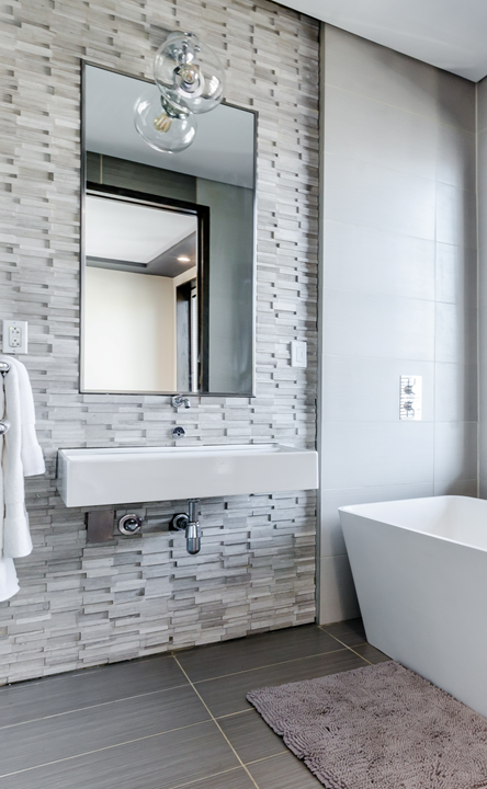 Home improvement retailers, example of a new fitted bathroom